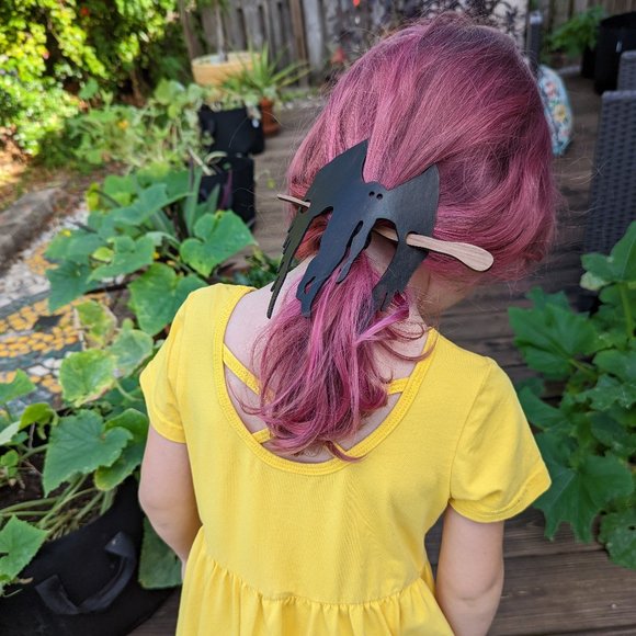 Hand Crafted Jewelry Large Mothman Cryptid Hair Leather Stick